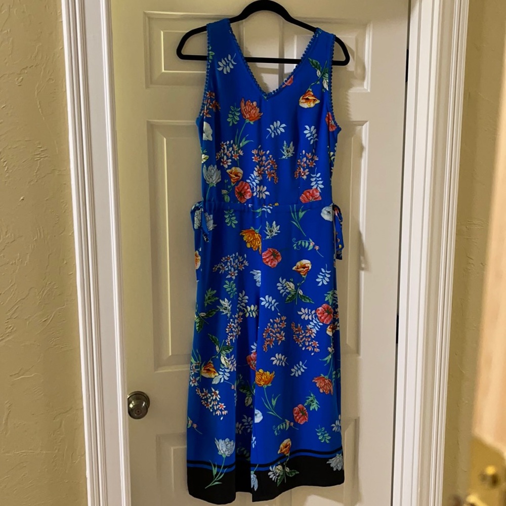 Blue floral sleeveless romper- size 8
